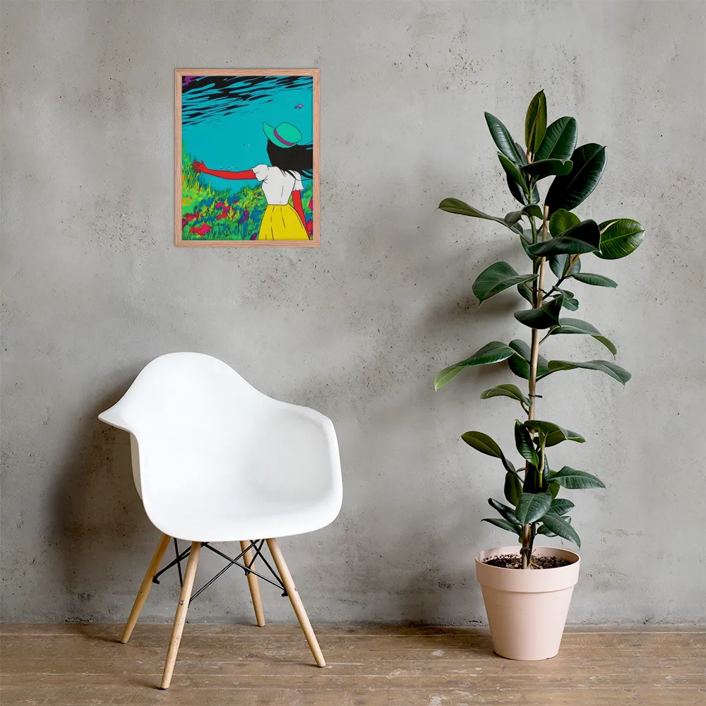 Whimsical Encounter | Poster with Red oak Frame | 16″×20″