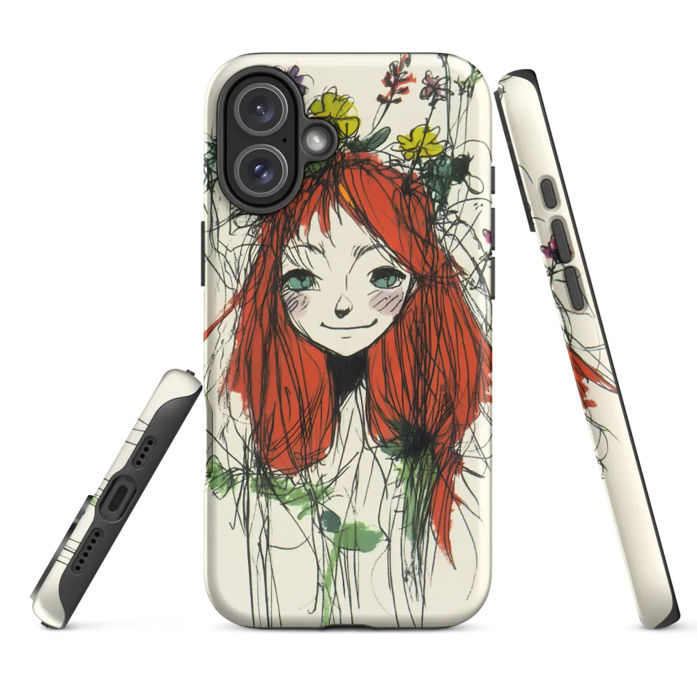 Whimsical Floral Portrait | Phone Case |  16 Plus | Tough Case | Matte