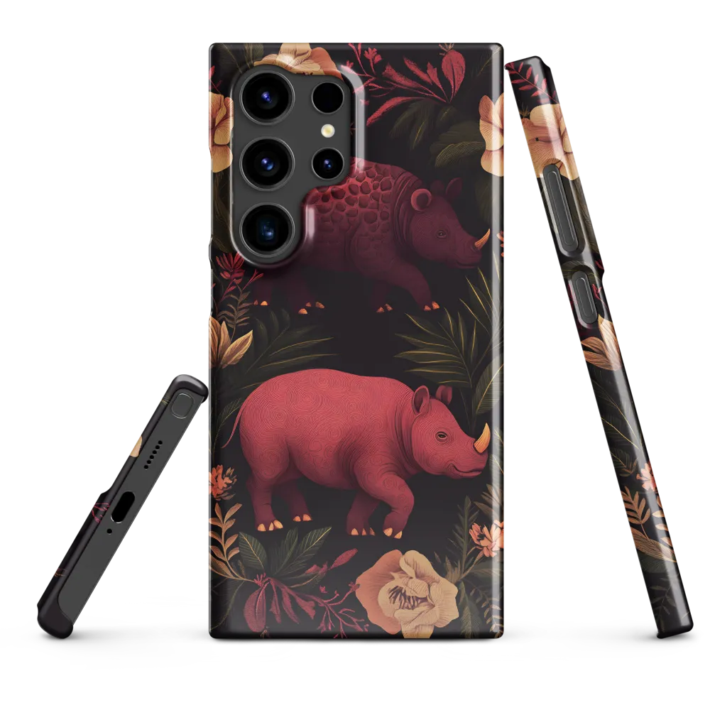 Rhinos in Floral Embrace