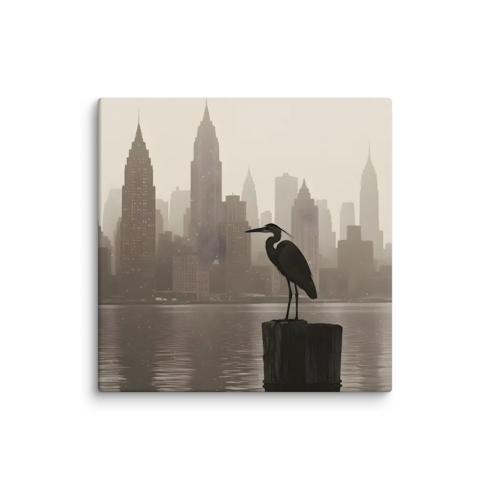 Harbor Heron 
 Canvas | 18″x 18″