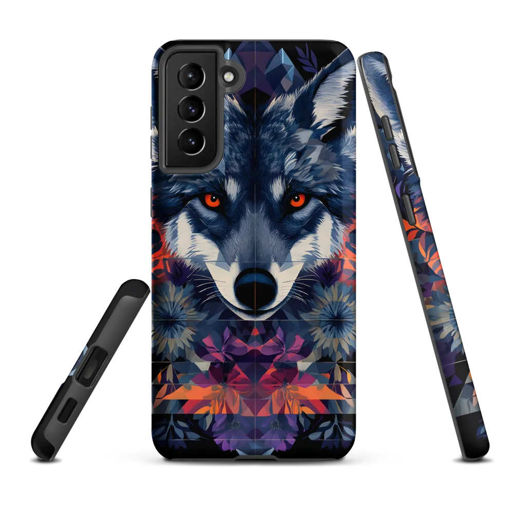 Mystical Wolf Amidst Floral Geometry