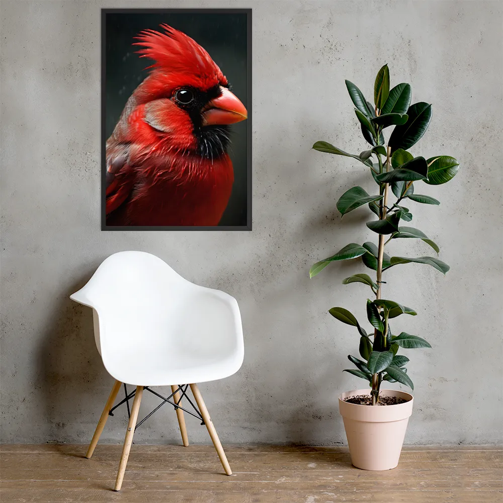 The Bold Cardinal | Poster with Black Frame | 24″×36″