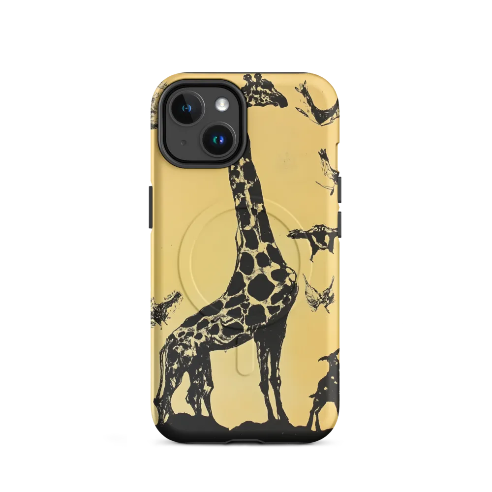 Whimsical Harmony of Giraffe and Birds