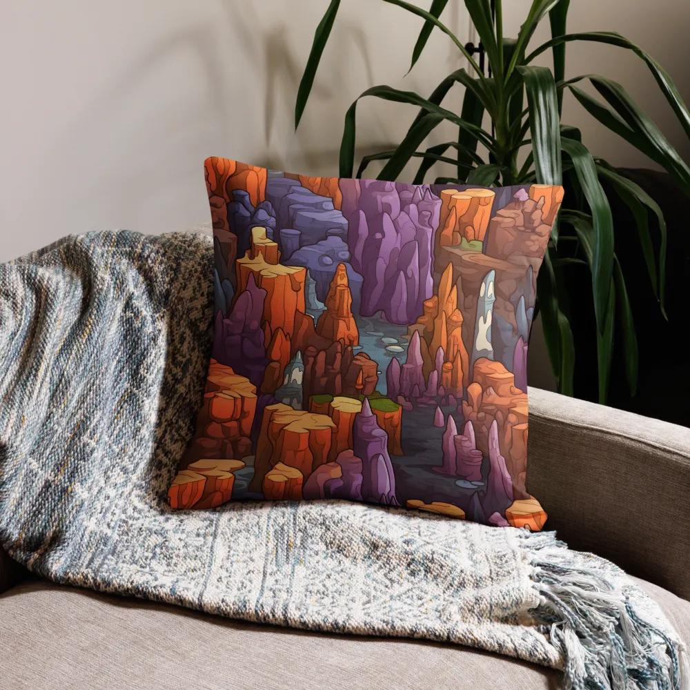 Vibrant Rockscape: A Digital Odyssey | Pillow & Pillow Case | Multiple Sizes