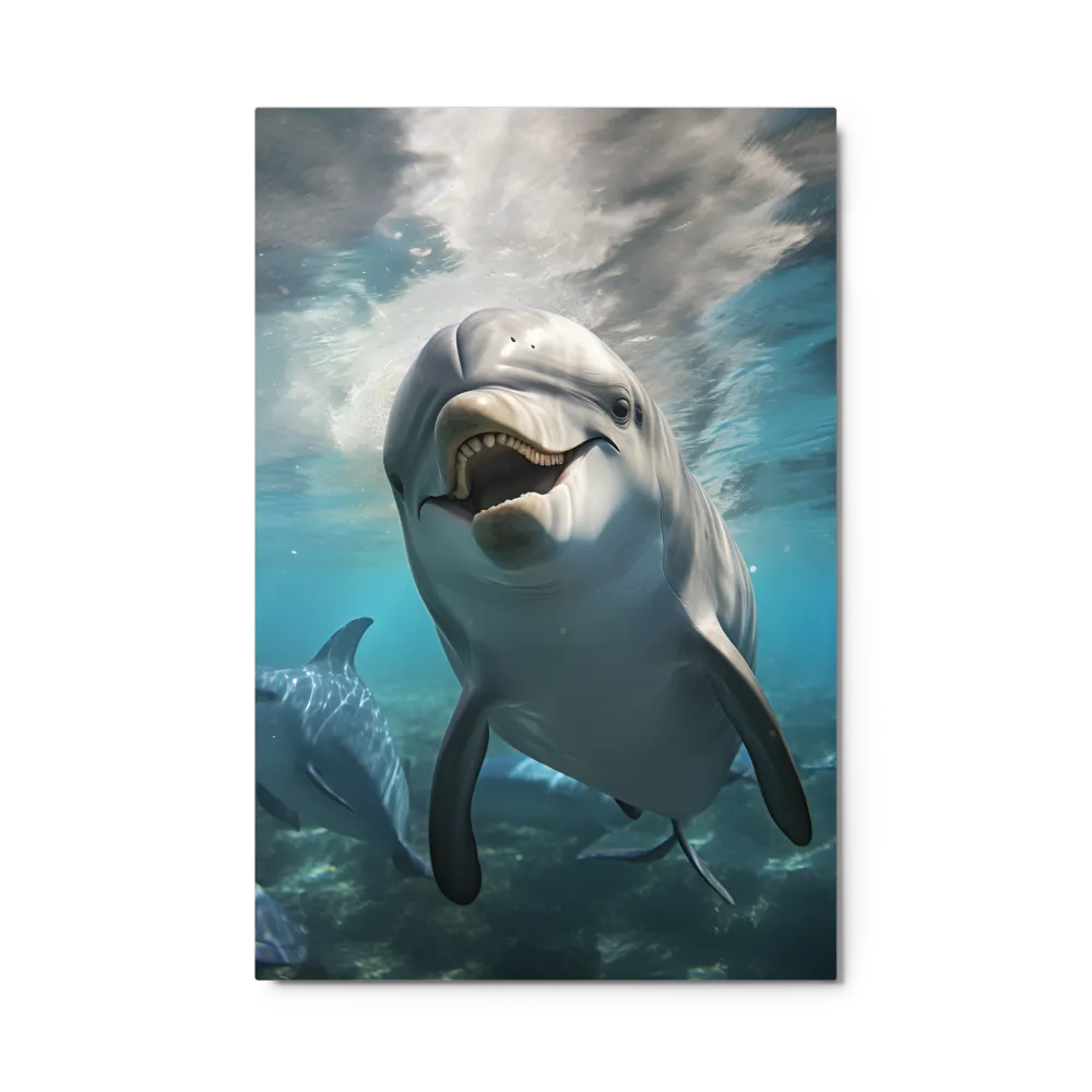 Beneath the Waves: A Dolphin's Dance | Metal Print | 24″×36″