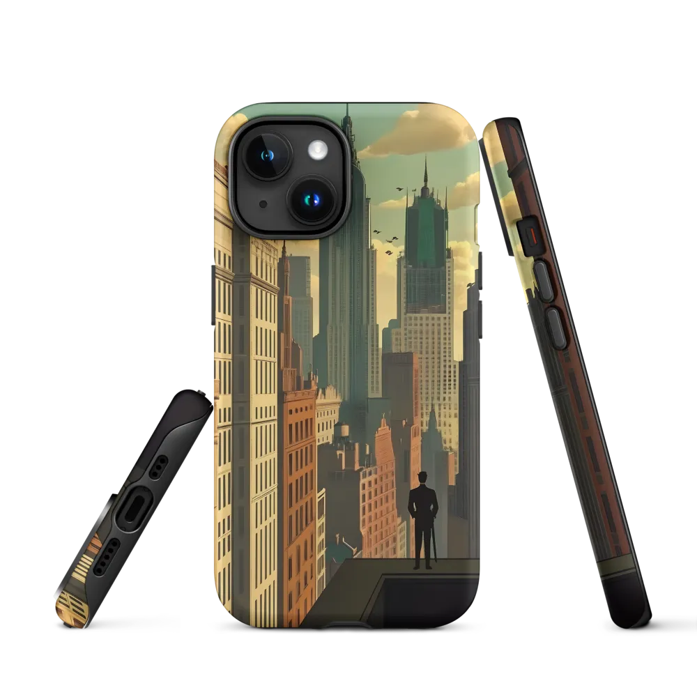 Urban Dreams: A Silhouette in Art Deco Cityscape