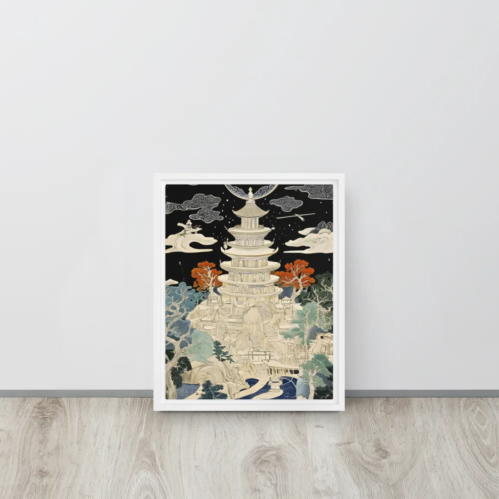 Whispers of the Pagoda | Canvas with White Frame | 11″×14″