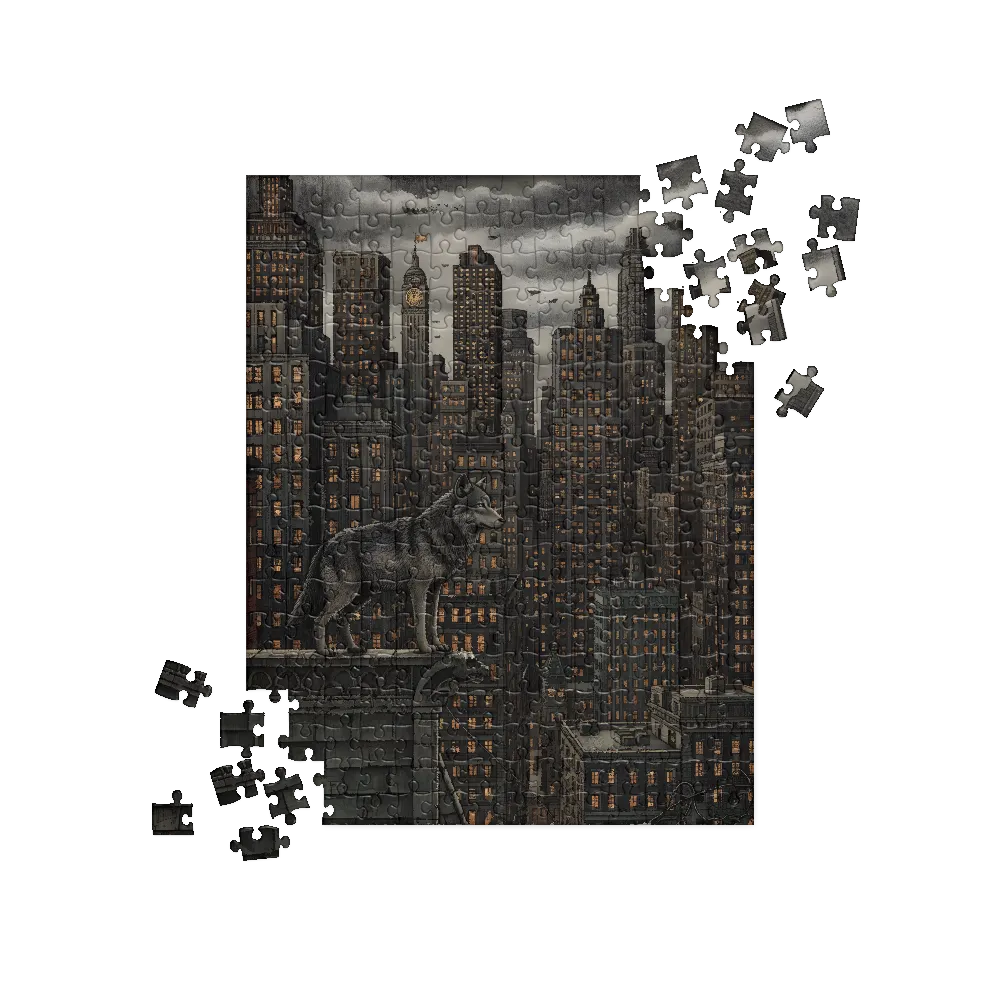 Rooftop Wolf 
 Jigsaw Puzzle