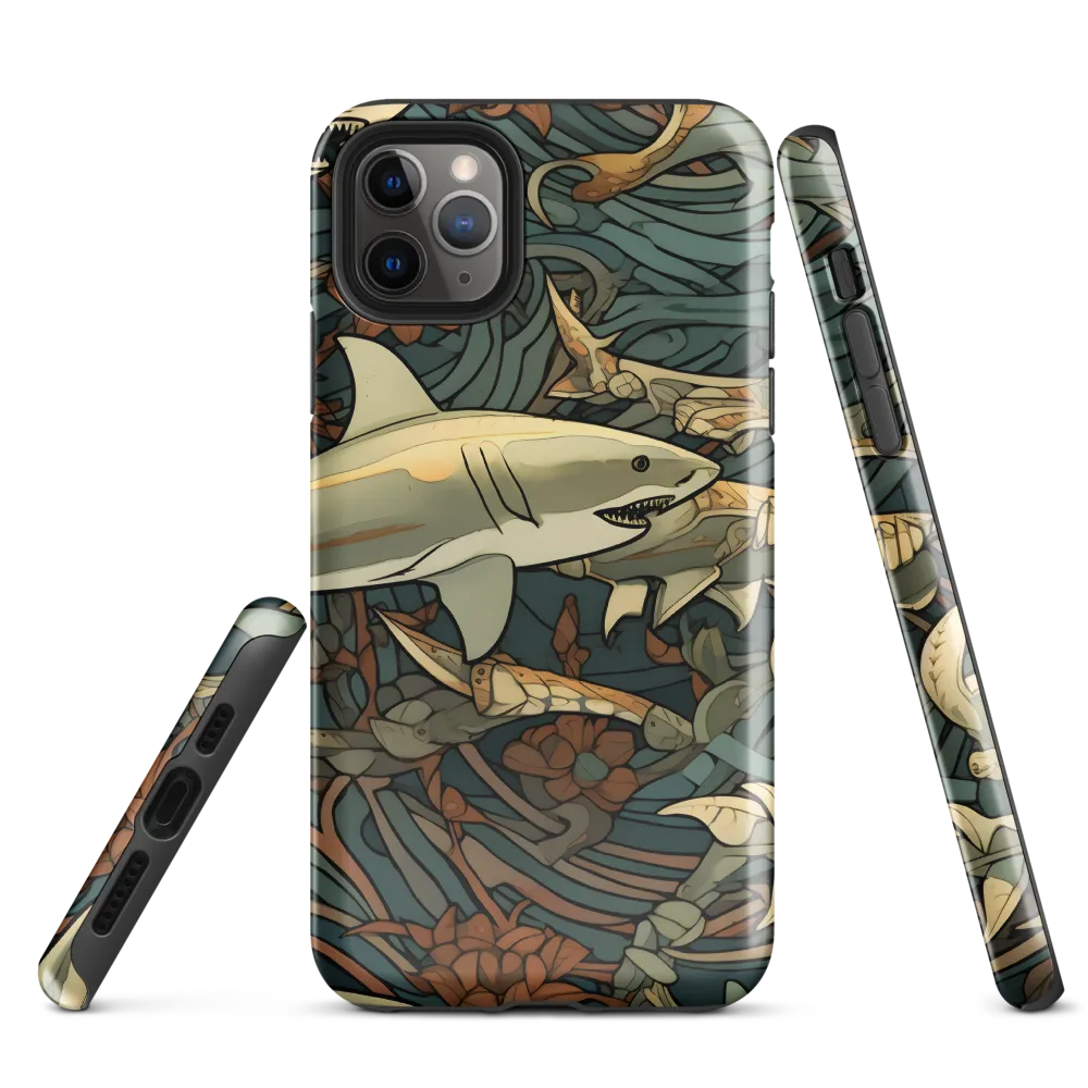 Dynamic Harmony of Sharks and Flora | Phone Case |  11 Pro Max | Tough Case | Glossy