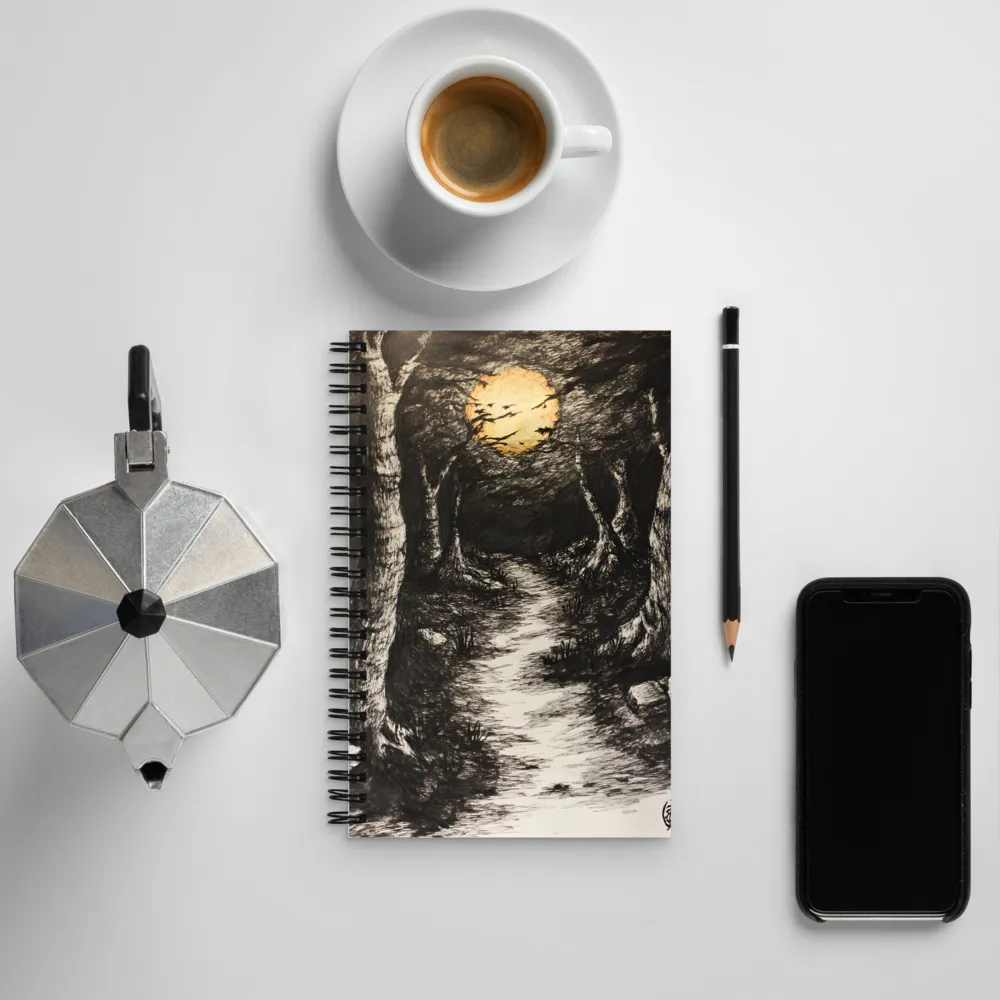 Moonlit Path Through the Enigmatic Forest | Spiral Notebook