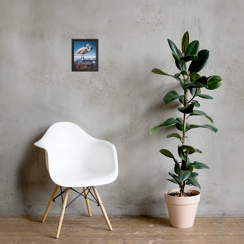 Graceful Solitude of a Flamingo | Poster with Black Frame | 8″×10″