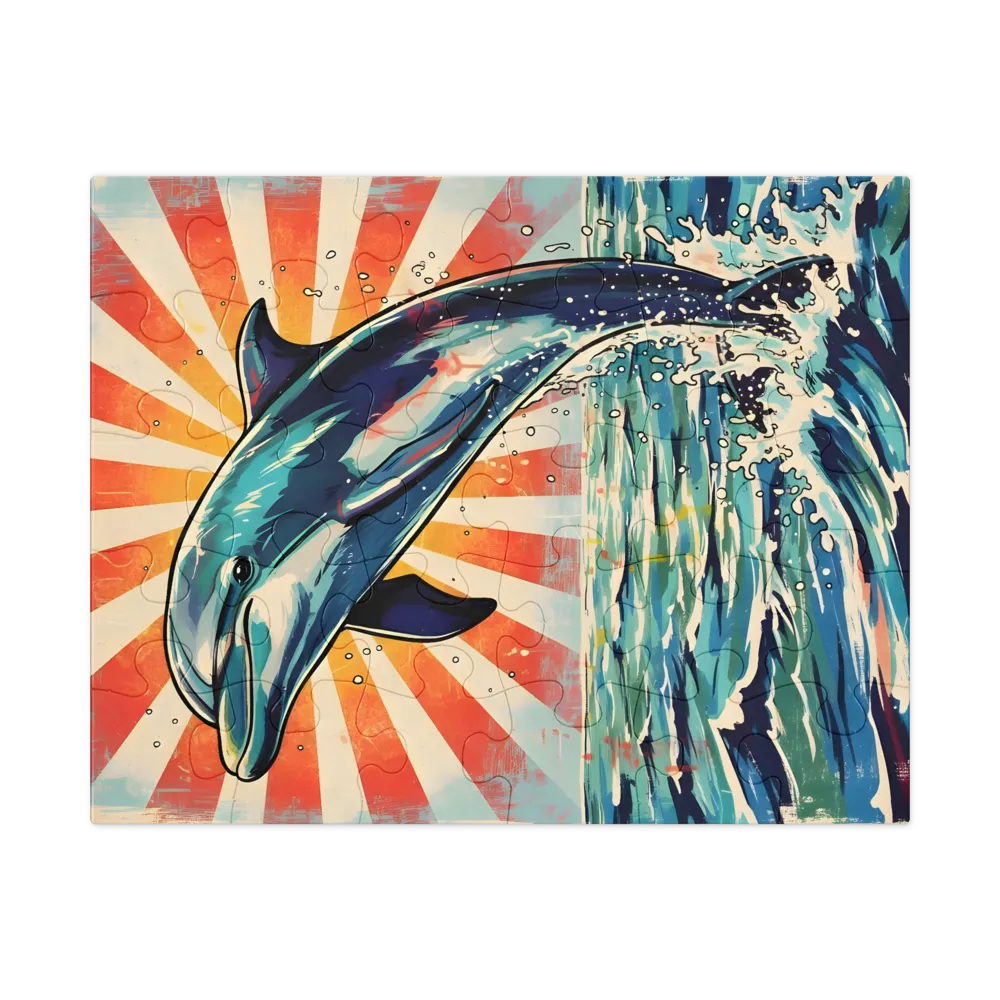 Sunburst Dolphin 
 Jigsaw Puzzle in Tin Box
