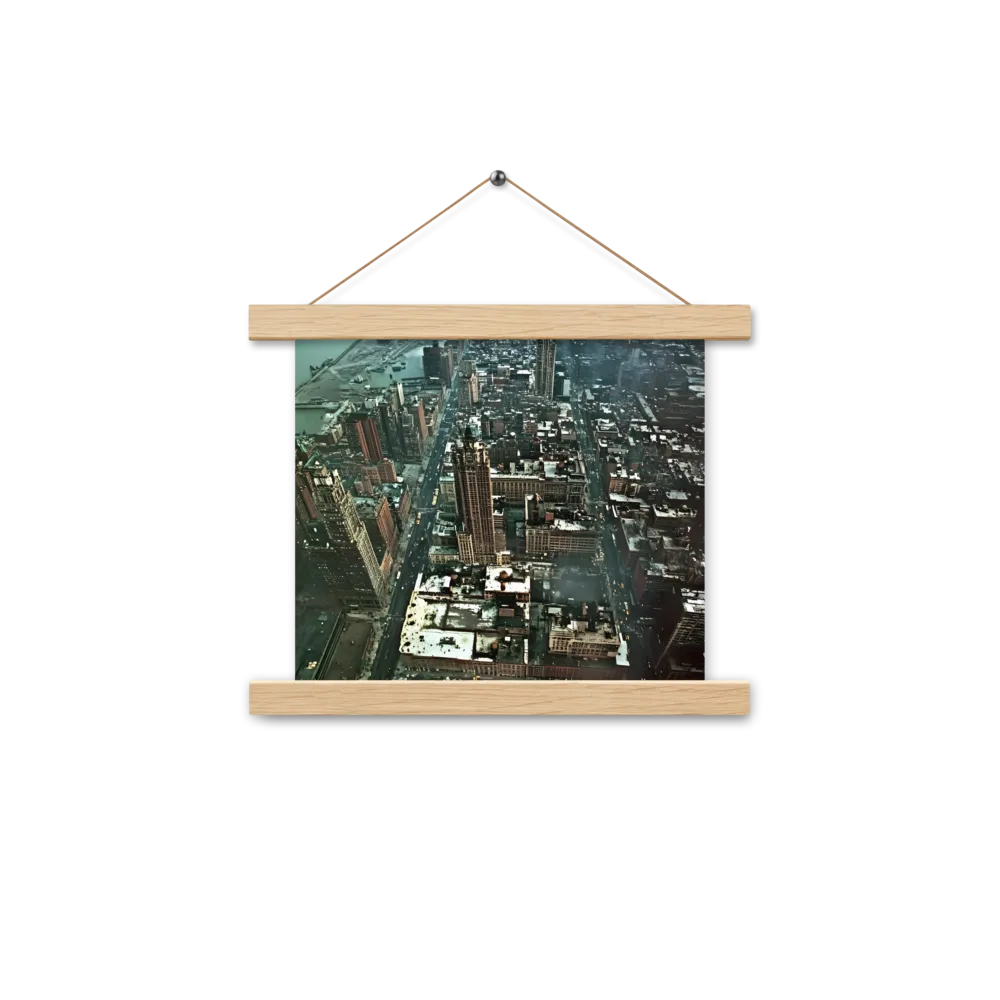 Aerial Symphony of Urban Life | Poster With Oak Wood Hanger | 10″×10″