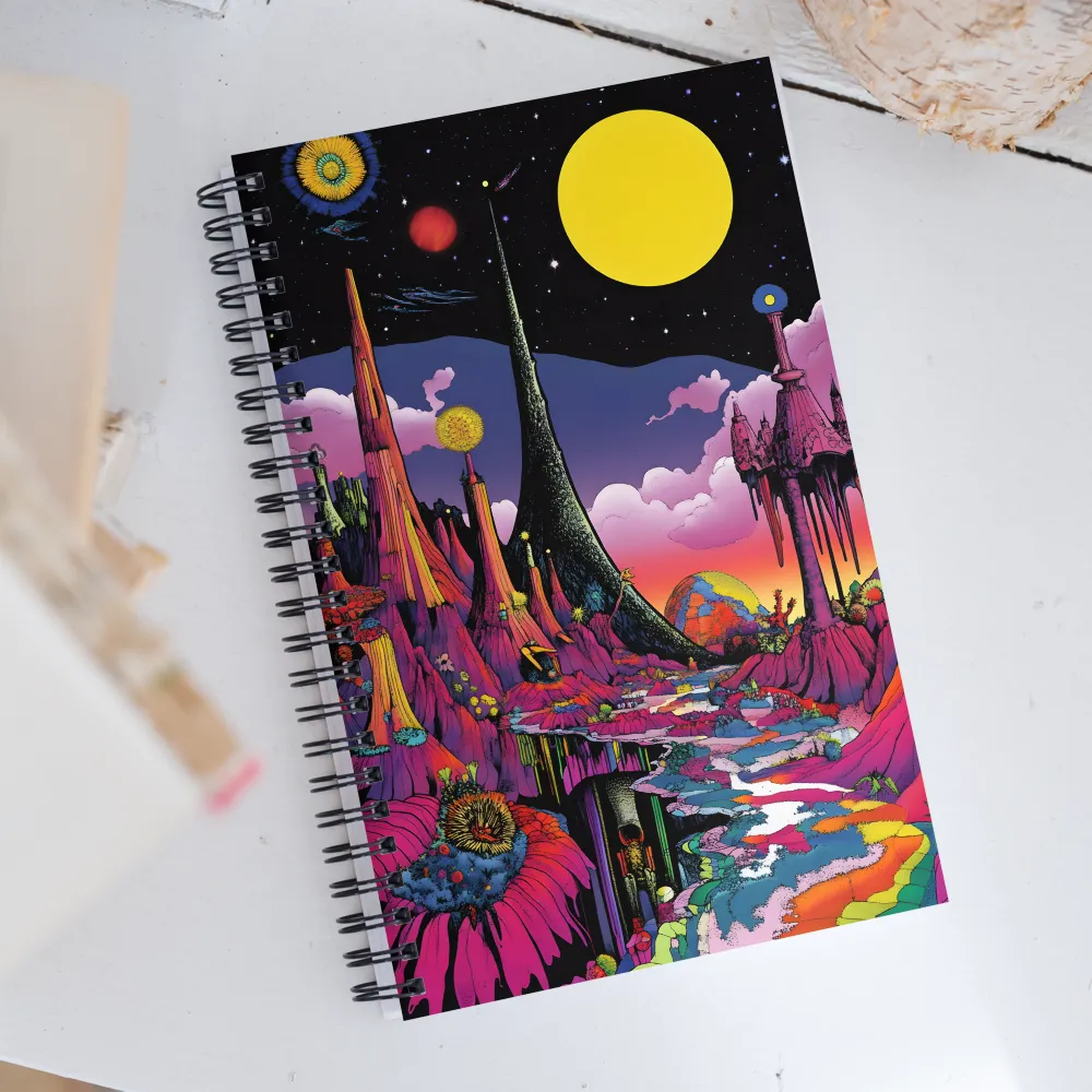 Celestial Dreams: A Journey Through an Alien Landscape | Spiral Notebook