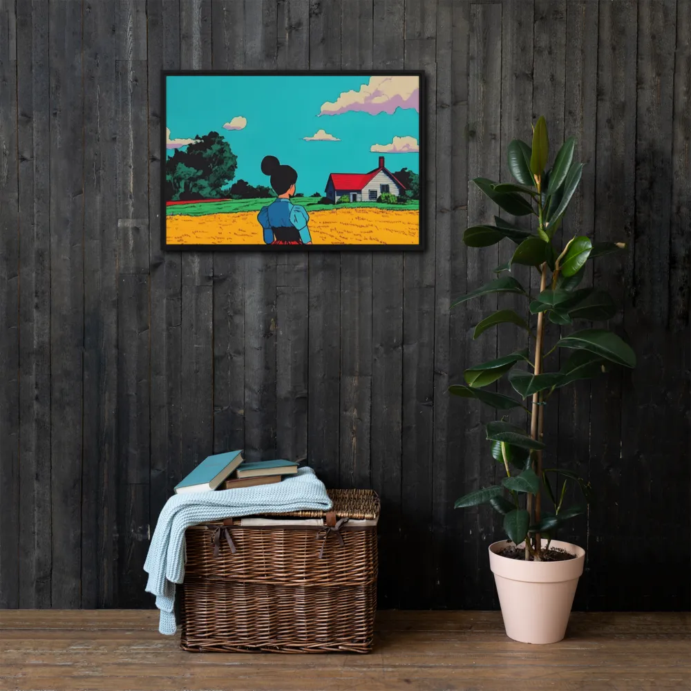 Whispers of a Sunlit Meadow | Canvas with Black Frame | 20″×30″