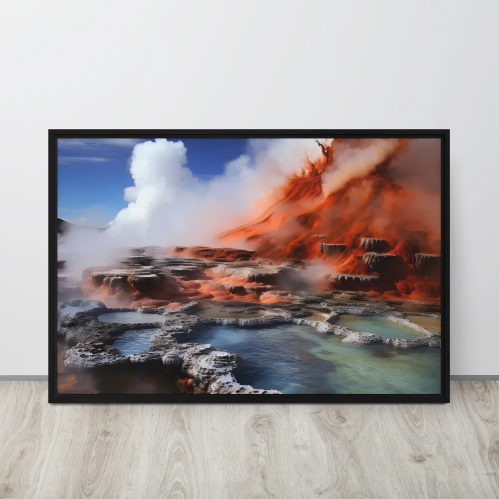 Nature's Fury: The Volcano's Expression | Canvas with Black Frame | 24″×36″