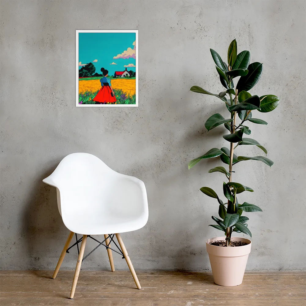 Whispers of a Sunlit Meadow | Poster with White Frame | 16″×20″