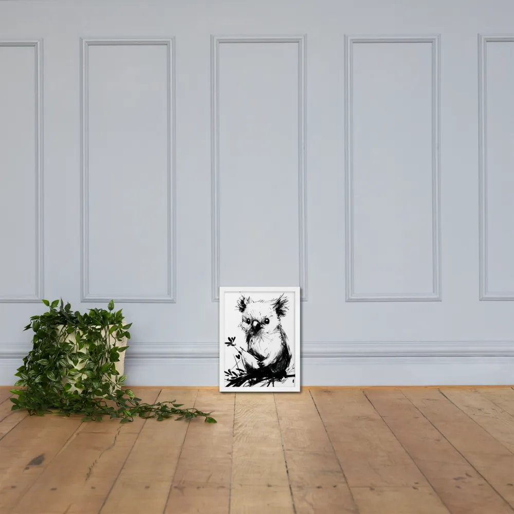 Whimsical Koala in Ink | Poster with White Frame | 12″×16″