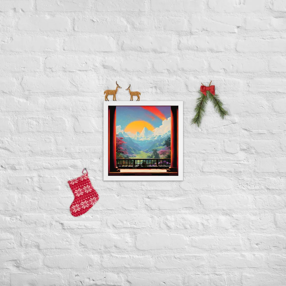 Golden Mountain Vista 
 Poster with White Frame | 14″x 14″