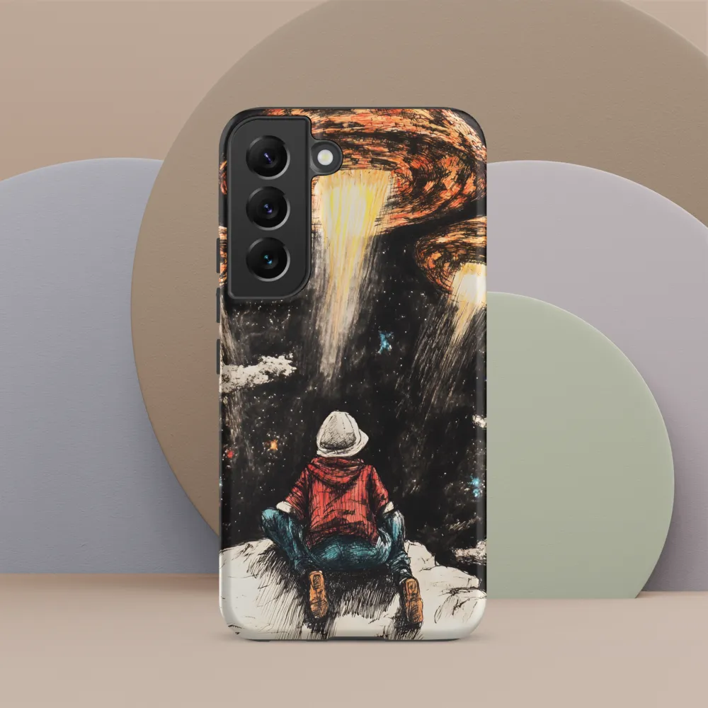 Gazing into the Unknown: A Child's Wonder in Space | Phone Case |  S22 | Tough Case | Matte