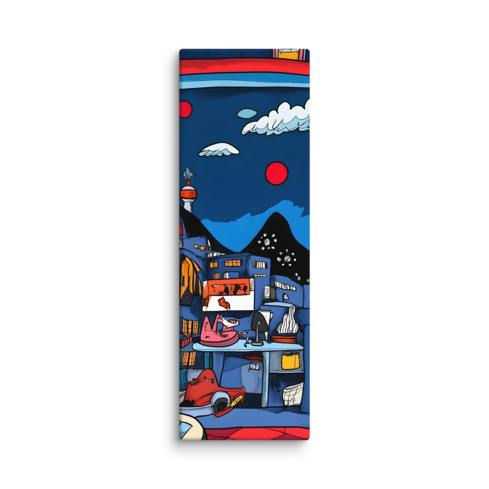 Whimsical Cityscape at Night | Canvas | 12″×36″