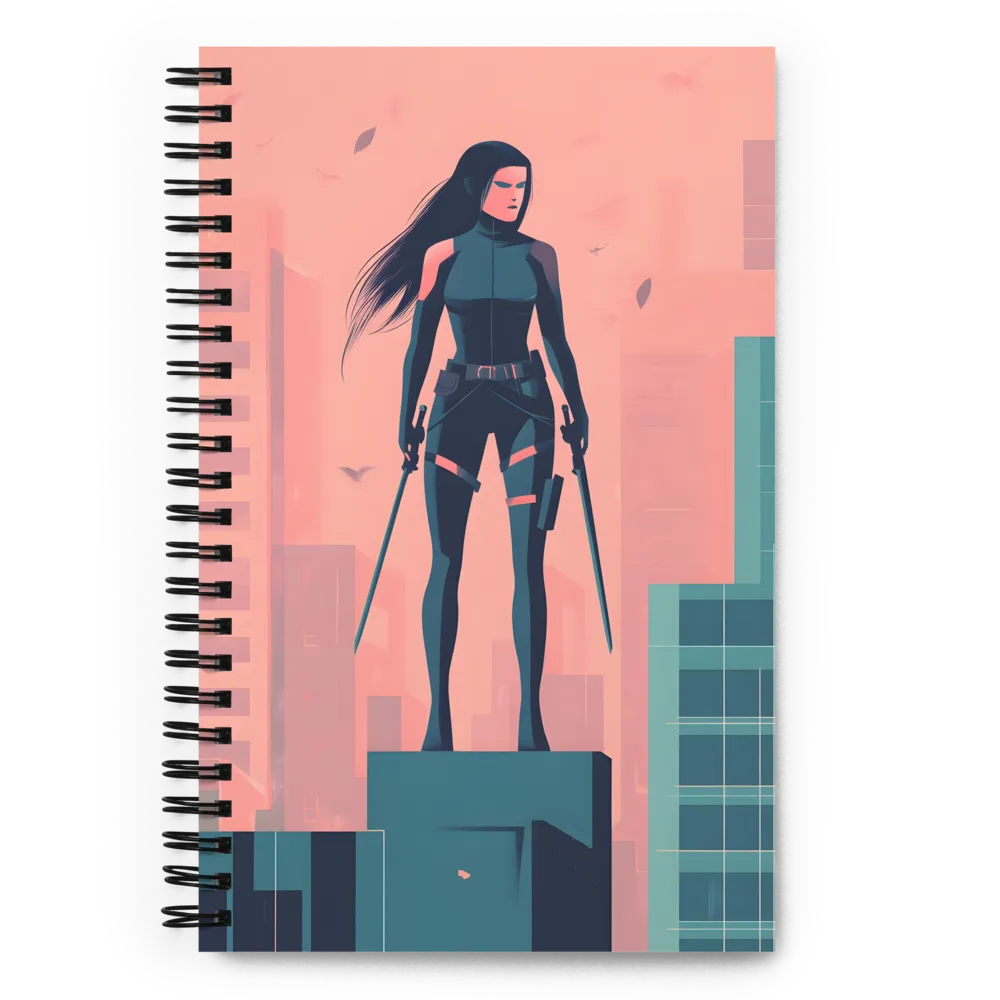 Urban Sentinel: A Warrior's Stand | Spiral Notebook