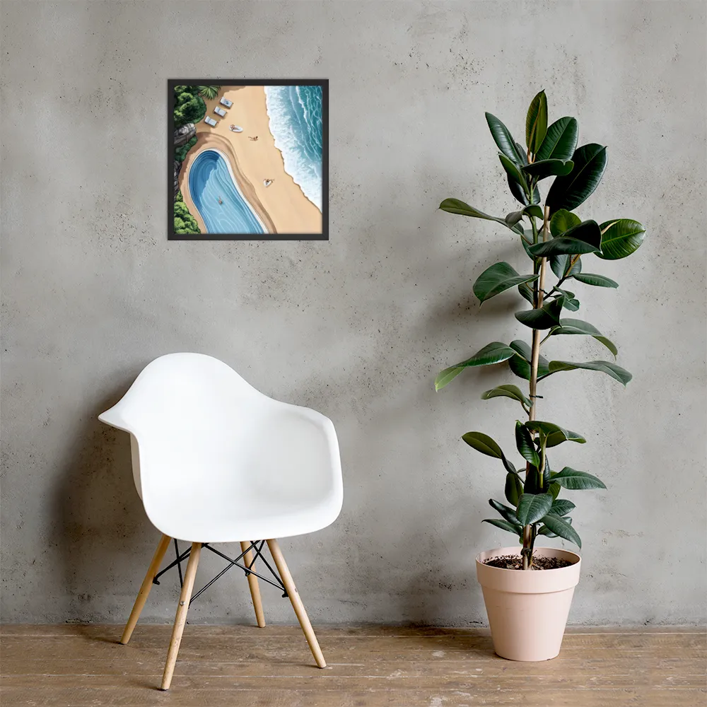 Serenity by the Shore | Poster with Black Frame | 18″×18″