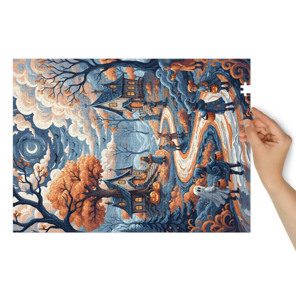 Whimsical Halloween Trick-or-Treat 
 Jigsaw Puzzle in Tin Box