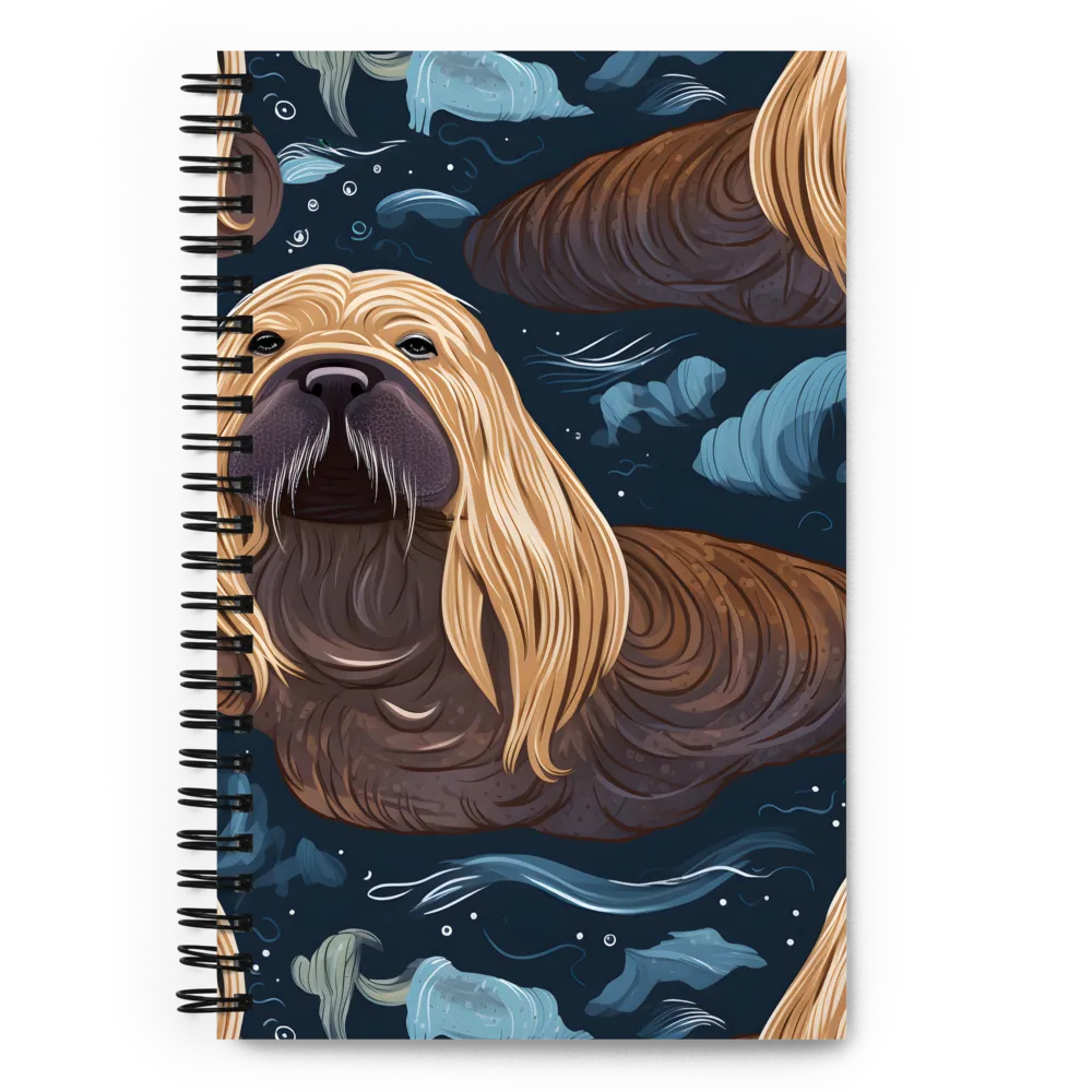 Whimsical Walruses in Deep Blue | Spiral Notebook