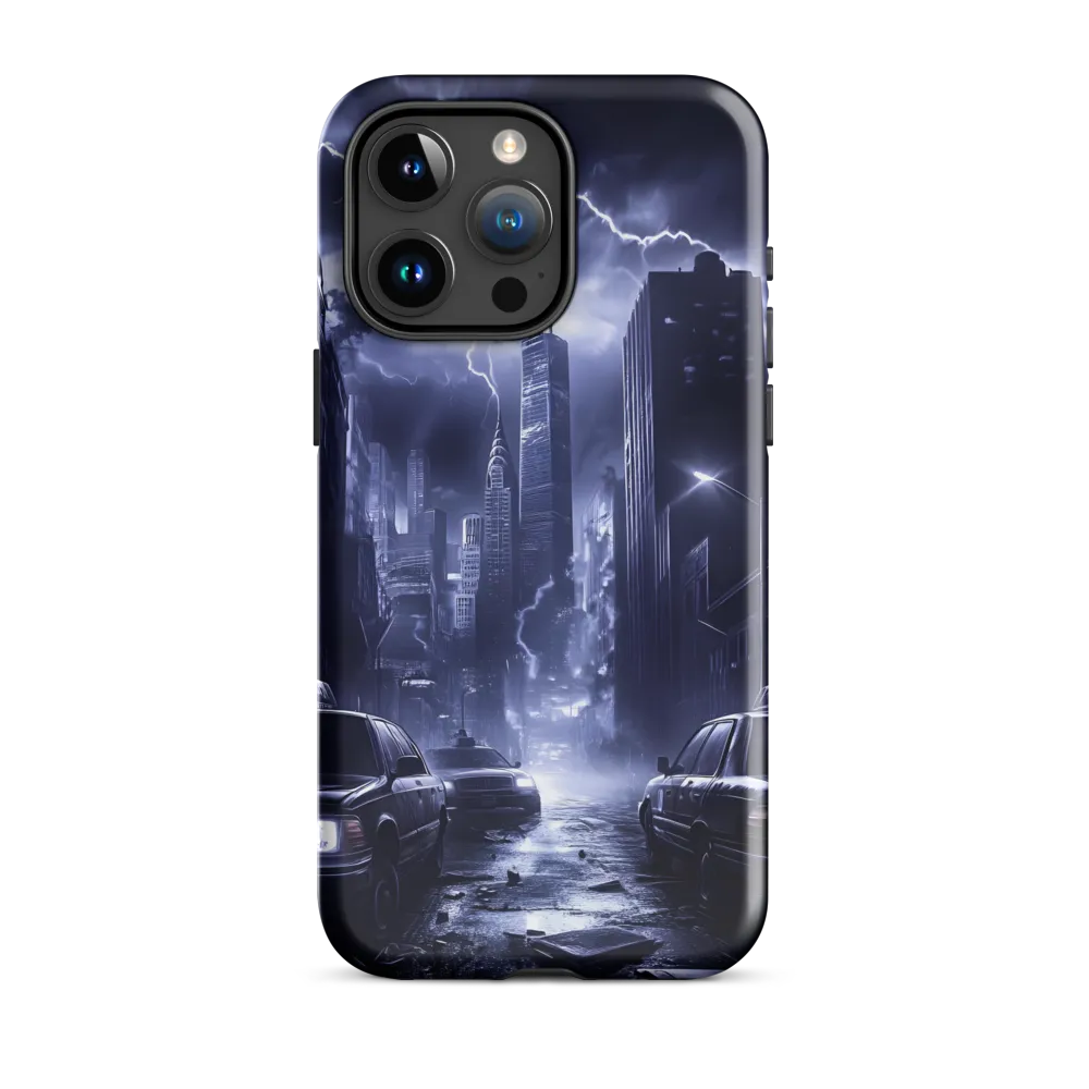 Stormy Cityscape: Shadows of the Night | Phone Case |  15 Pro Max | Tough Case | Glossy