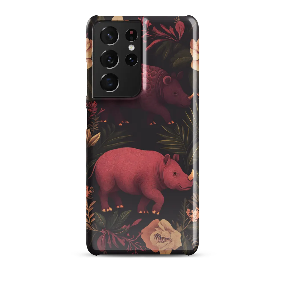 Rhinos in Floral Embrace