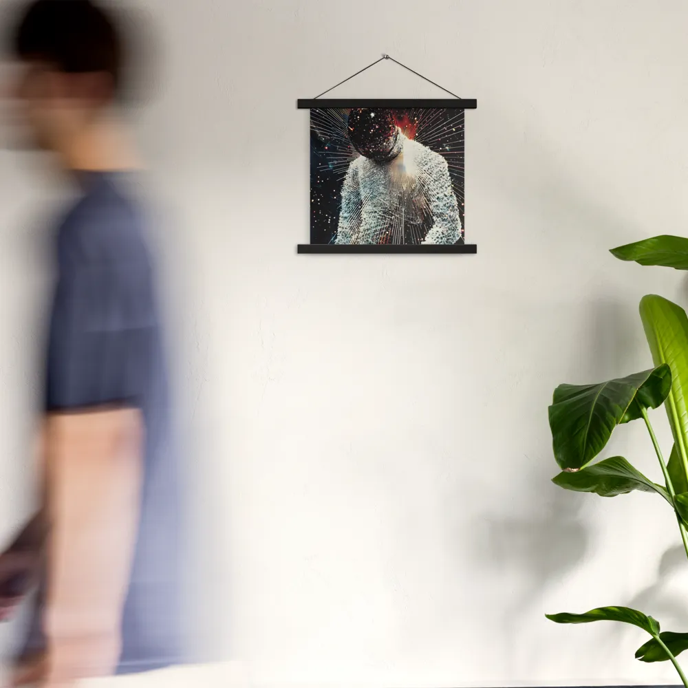 Ethereal Astronaut: A Journey Through the Cosmos | Poster With Black Wood Hanger | 14″×14″