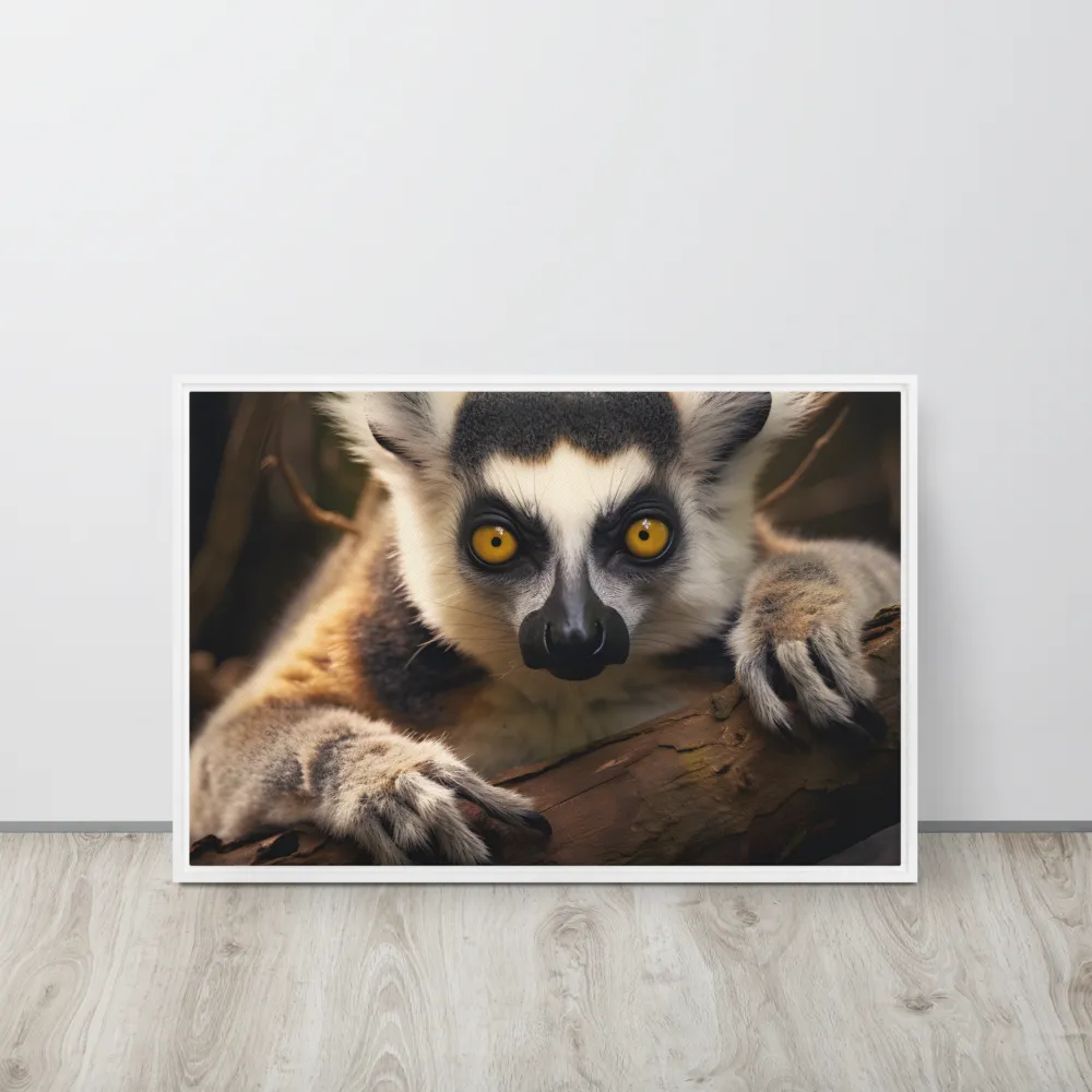 The Watchful Lemur | Canvas with White Frame | 20″×30″