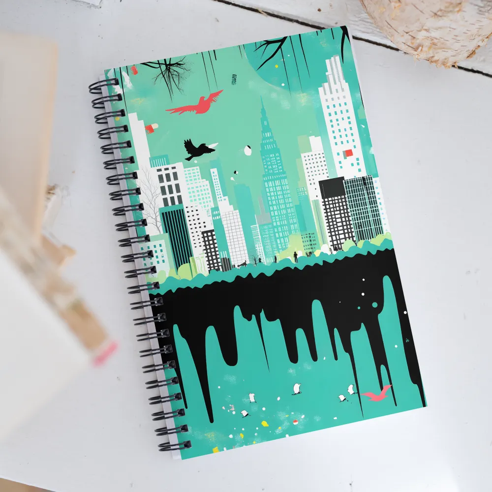 Urban Symphony: A Teal Tale | Spiral Notebook