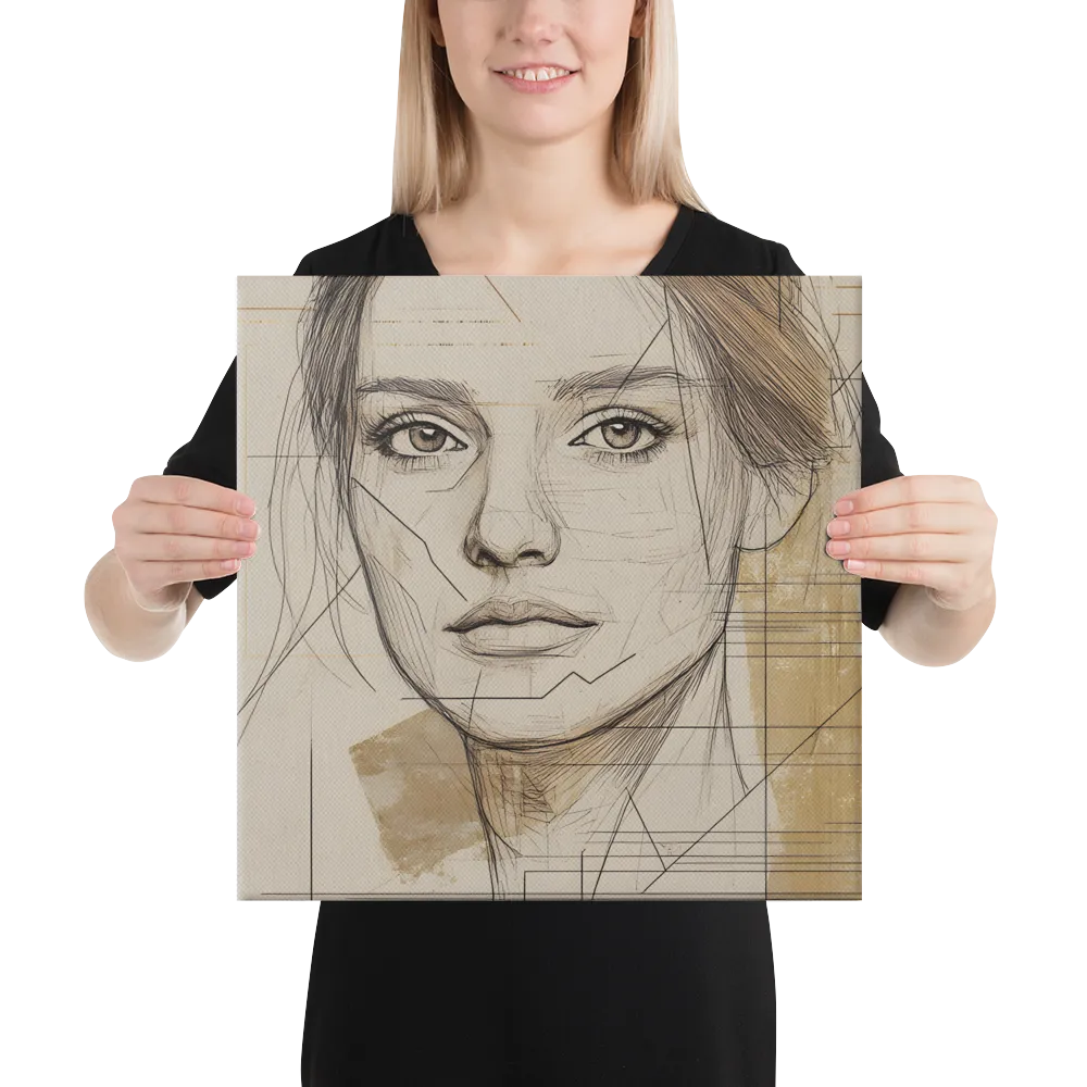 Geometric Elegance: A Modern Portrait | Canvas | 16″×16″