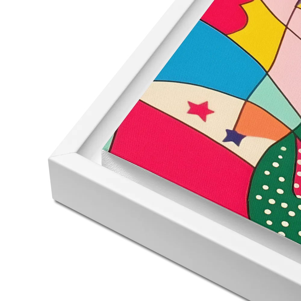 Playful Geometry in Color | Canvas with White Frame | 16″×16″