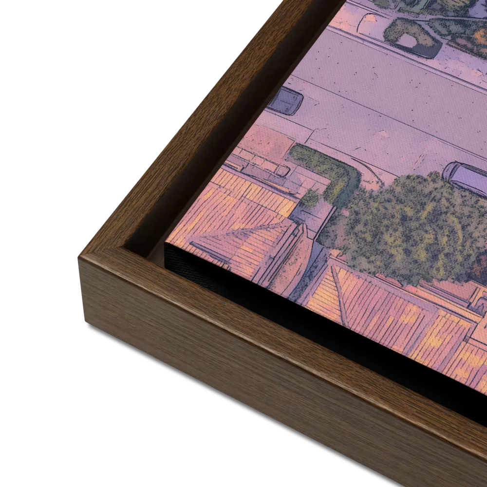 Aerial Serenity: Suburban Oasis | Canvas with Brown Frame | 12″×12″