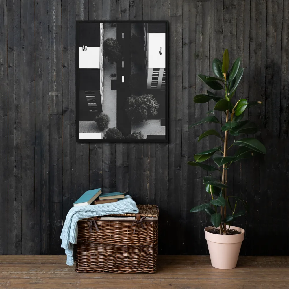 Urban Serenity from Above | Canvas with Black Frame | 24″×32″