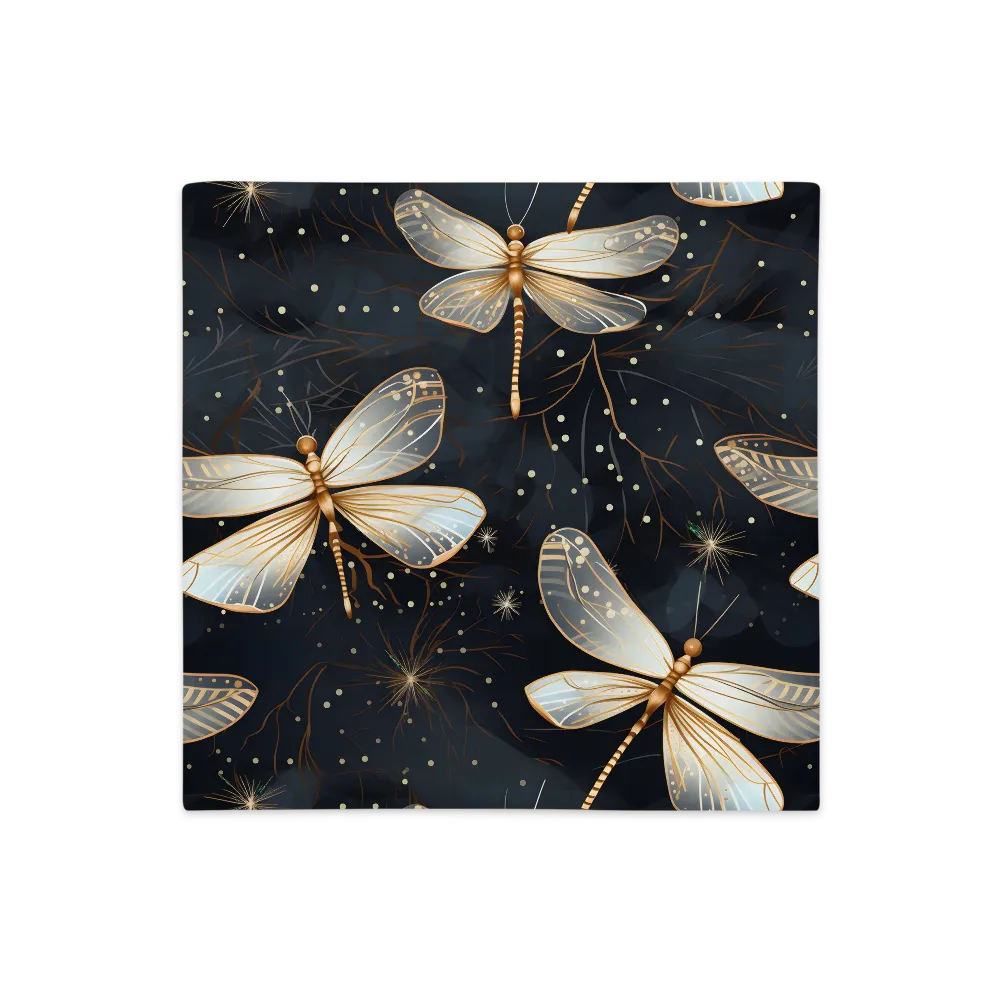 Ethereal Dance: Dragonflies in a Midnight Garden | Pillow Case | 18″×18″