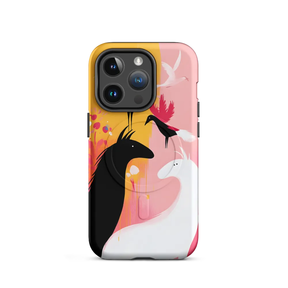 Harmony in Contrast: Horses and Birds | Phone Case |  14 Pro | MagSafe® Tough Case | Matte