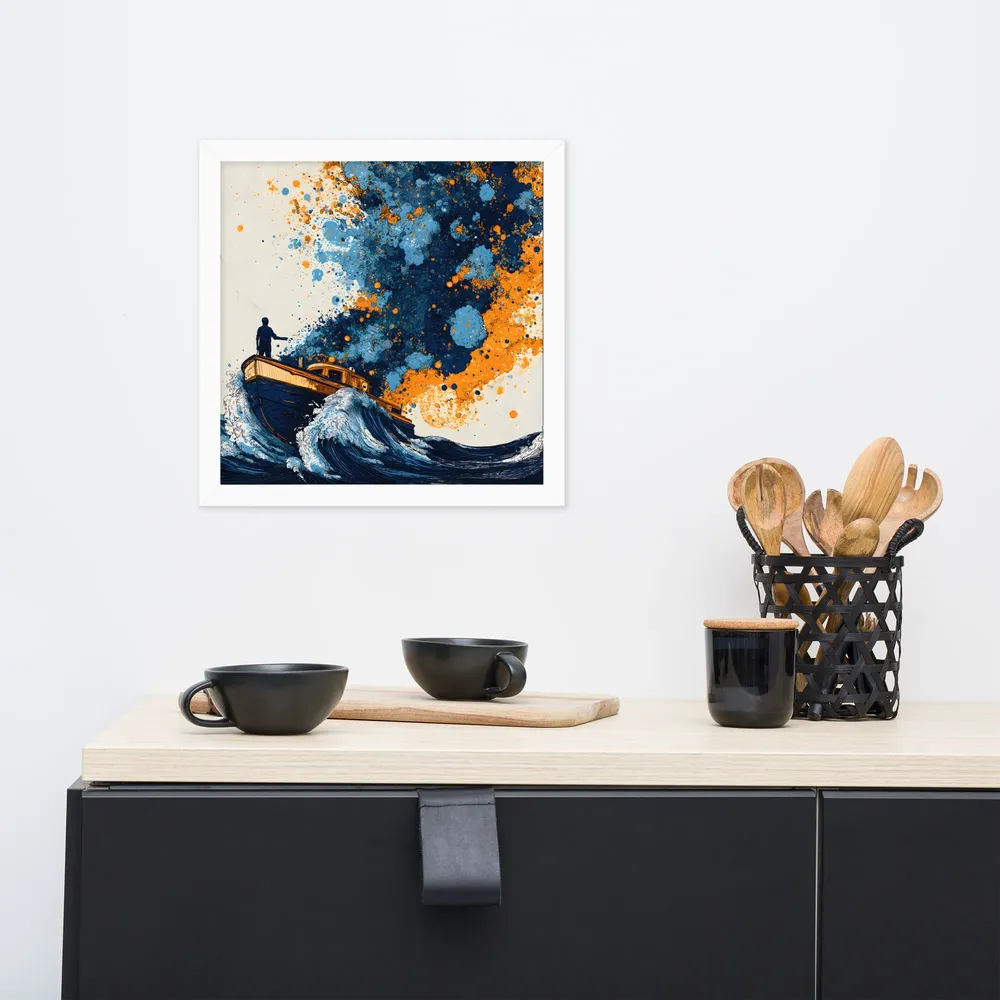 Paintstorm at Sea 
 Poster with White Frame | 14″x 14″