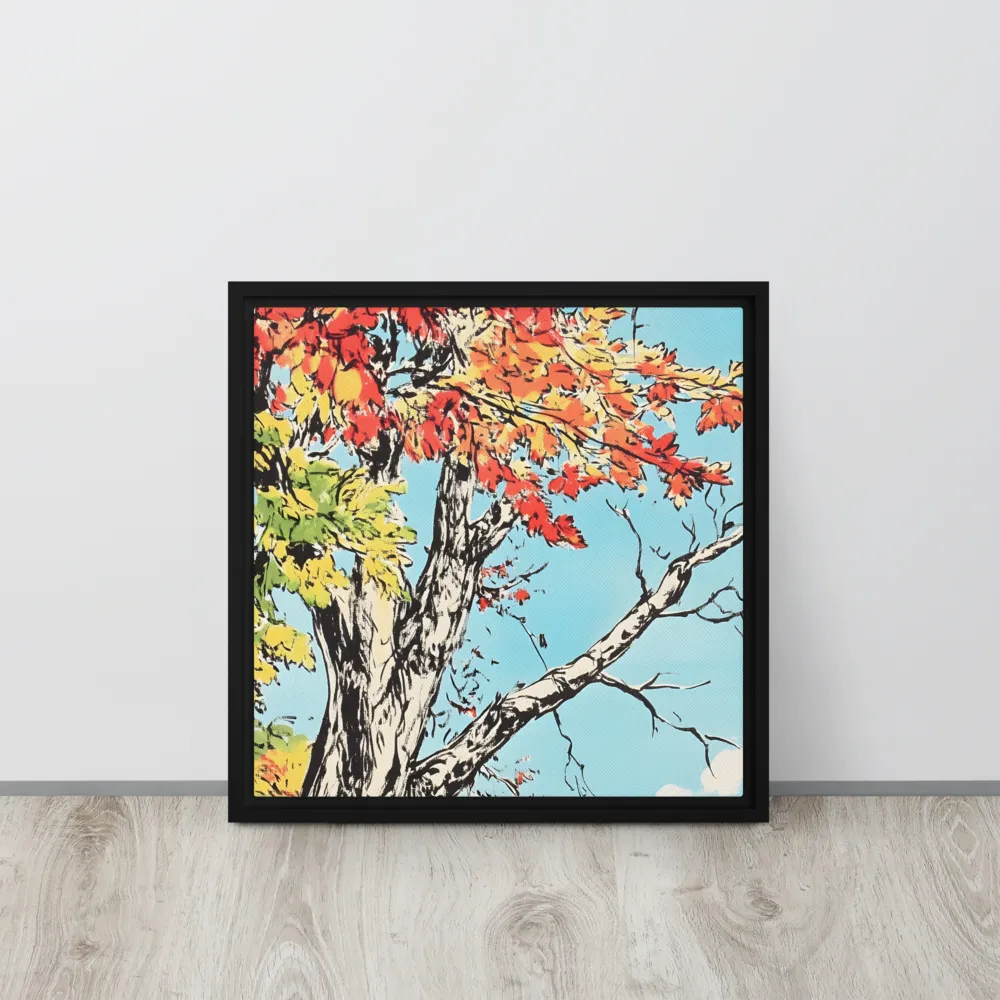 Autumn's Embrace | Canvas with Black Frame | 16″×16″