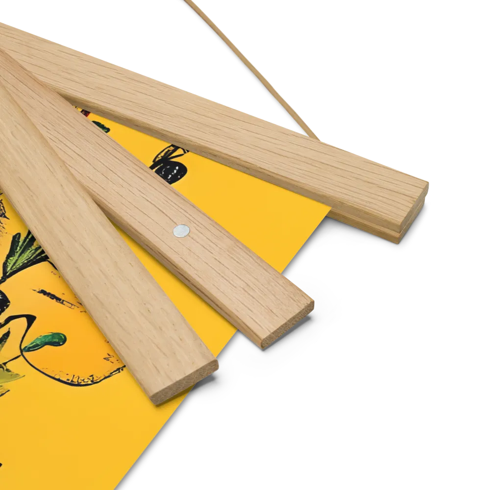 Whimsical Garden Head | Poster With Oak Wood Hanger | 18″×18″