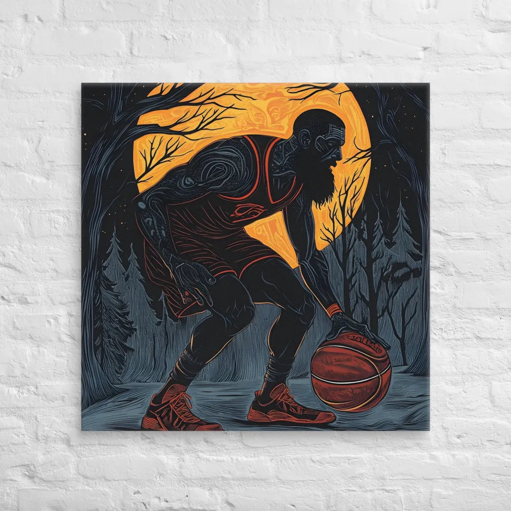 Under the Moonlight: A Basketball Player's Dance | Canvas | 32″×32″