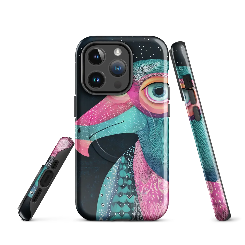 Whimsical Vulture: A Dance of Colors | Phone Case |  14 Pro | MagSafe® Tough Case | Glossy