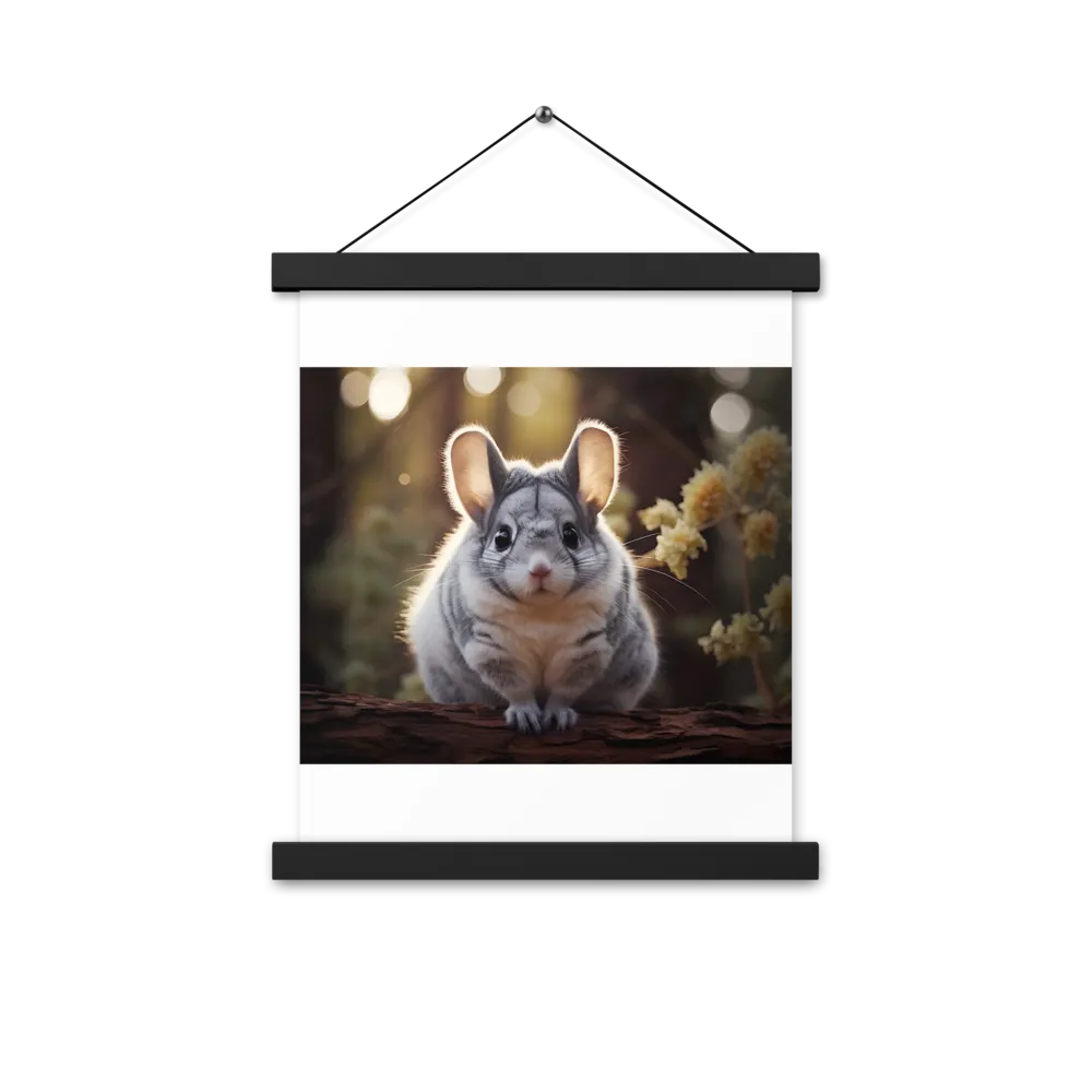 Curious Chinchilla in the Forest | Poster With Black Wood Hanger | 11″×14″