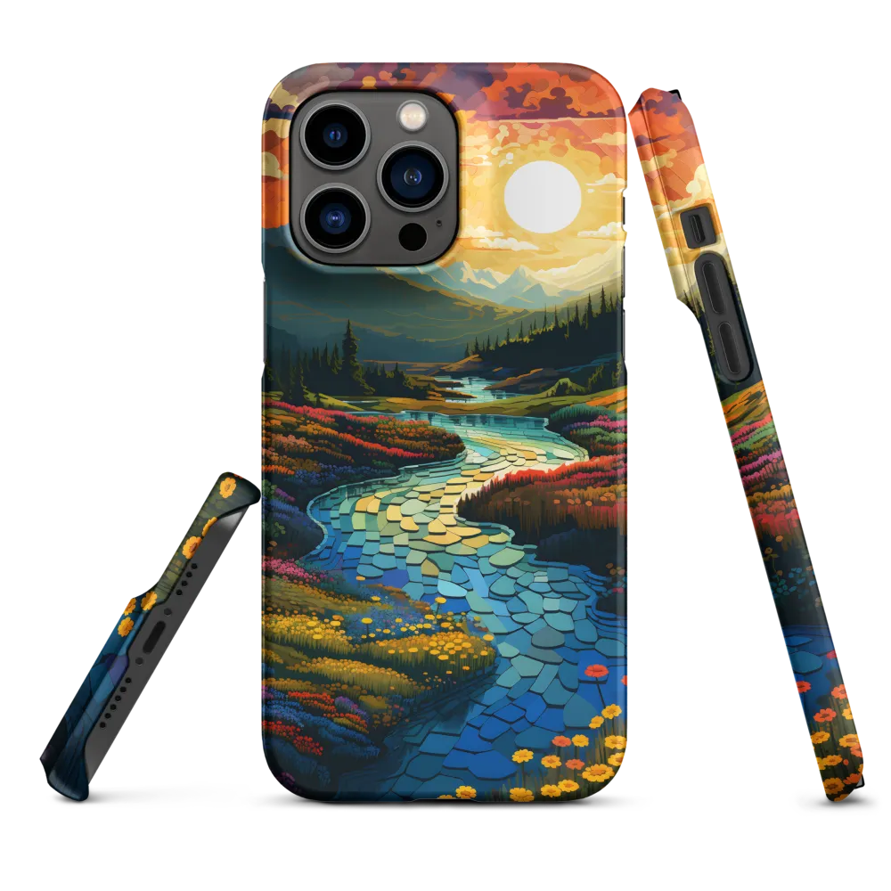 Serenity in Sunset: A Winding River's Embrace | Phone Case |  14 Pro Max | Snap Case | Matte