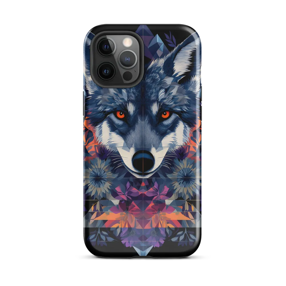 Mystical Wolf Amidst Floral Geometry