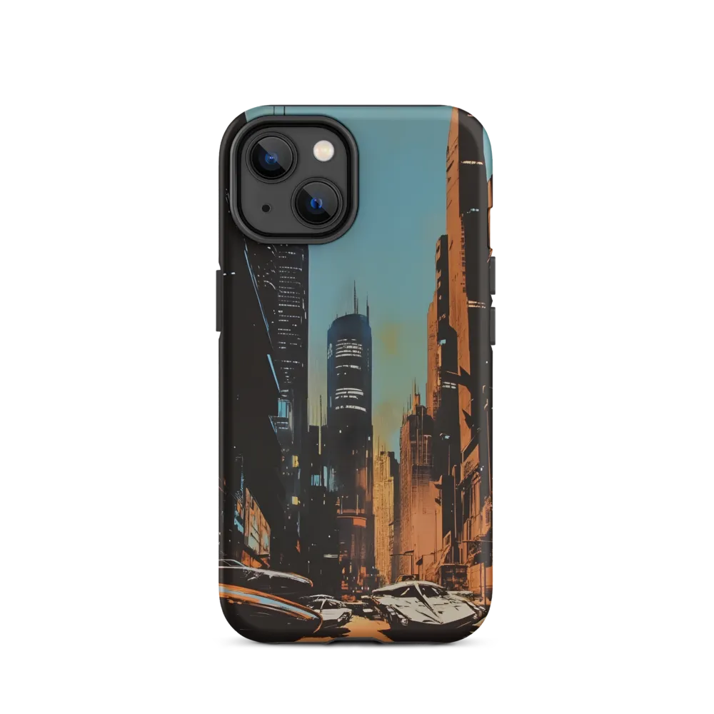 Futuristic Cityscape in Blue and Orange