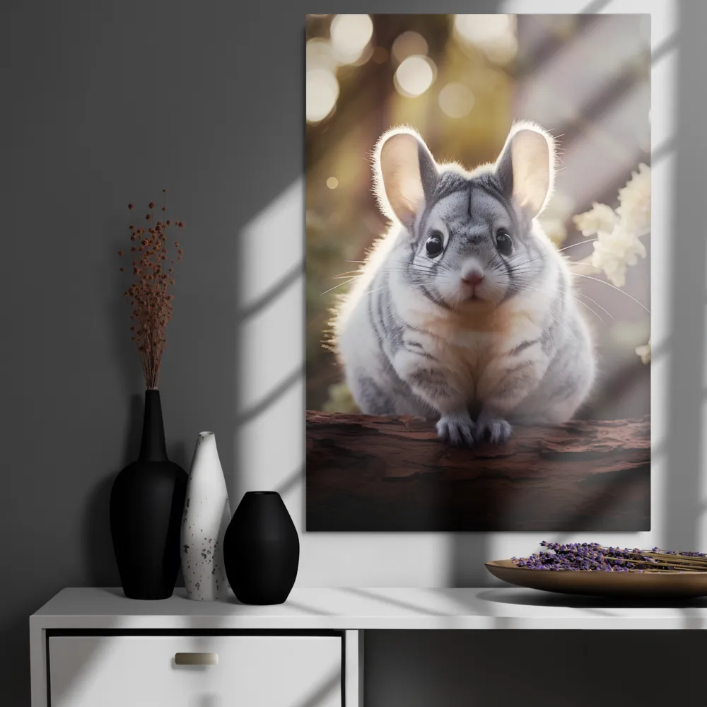 Curious Chinchilla in the Forest | Metal Print | 24″×36″